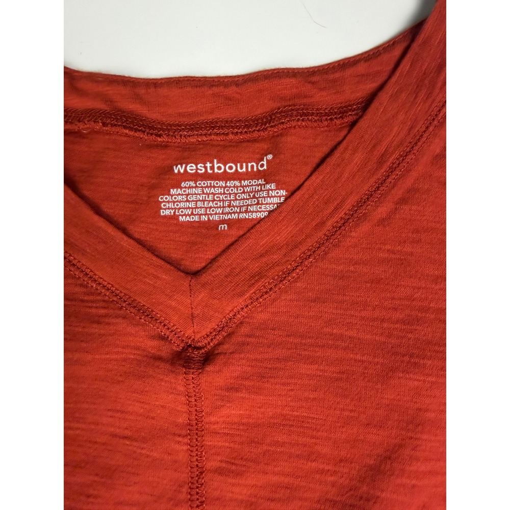 Westbound Womens V-Neck T-Shirt Lot of 2 Green Orange Cotton Modal Slub Medium - Picture 3 of 16